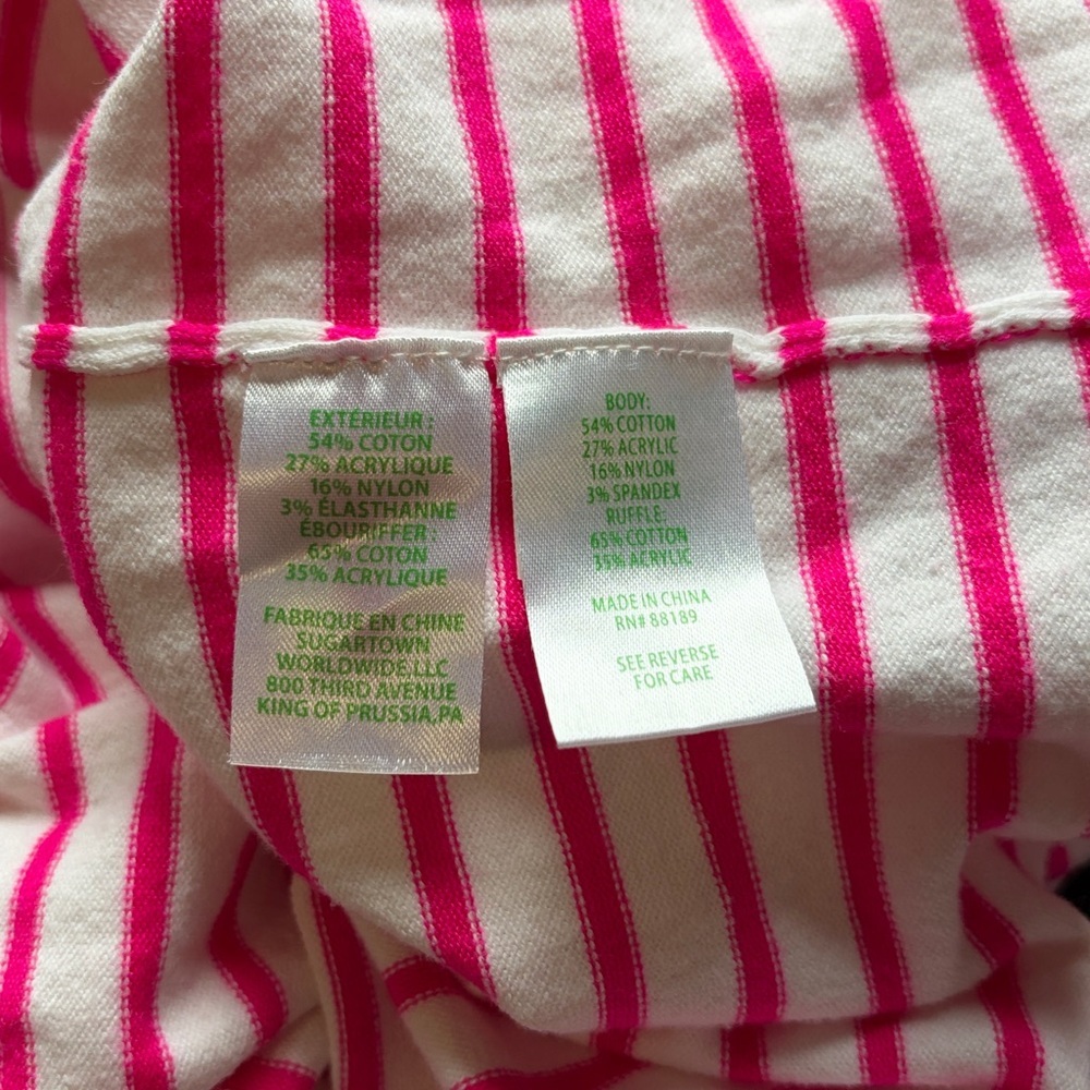 Lilly Pulitzer Ruth Striped Ruffle Sweater Beach Stripe Pink Tango Sz L - Picture 7 of 12